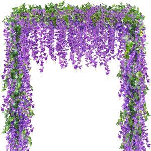 6Pcs Wisteria Garland Artificial Flowers Garland Fake Hanging Wisteria Vines Rat